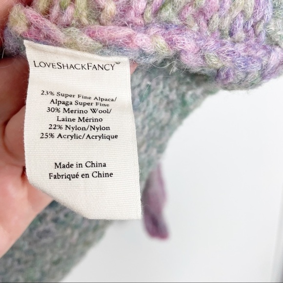 LoveShackFancy Yumi Ruffle Knit Pullover Sweater in Rainbow Pink Purple XS - Picture 8 of 8